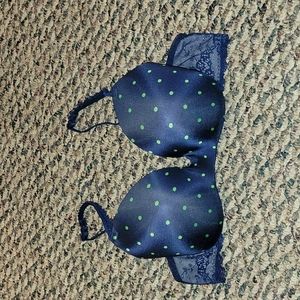 Aerie dark blue w/green dots Jacklyn bra 36B